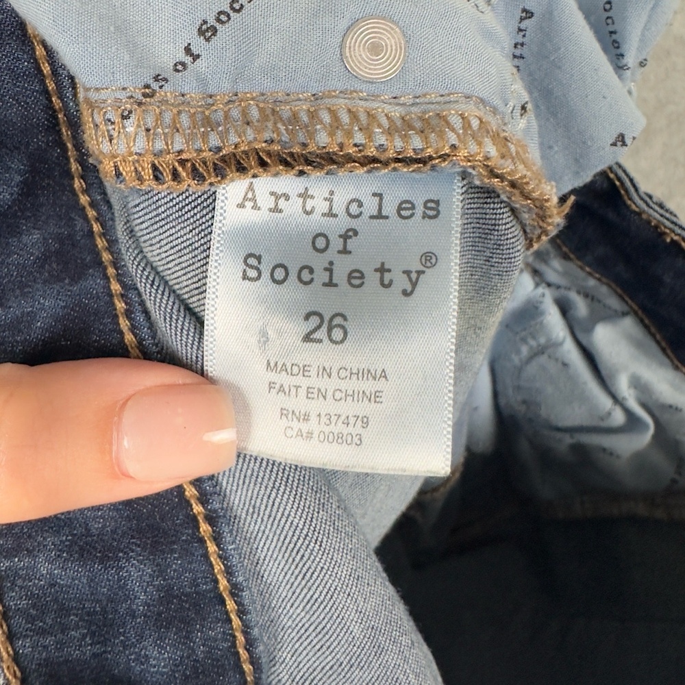 Articles Of Society‎ Jeans Womens 26 Skinny Dark Wash Frayed Hem Blue Denim - Picture 9 of 14